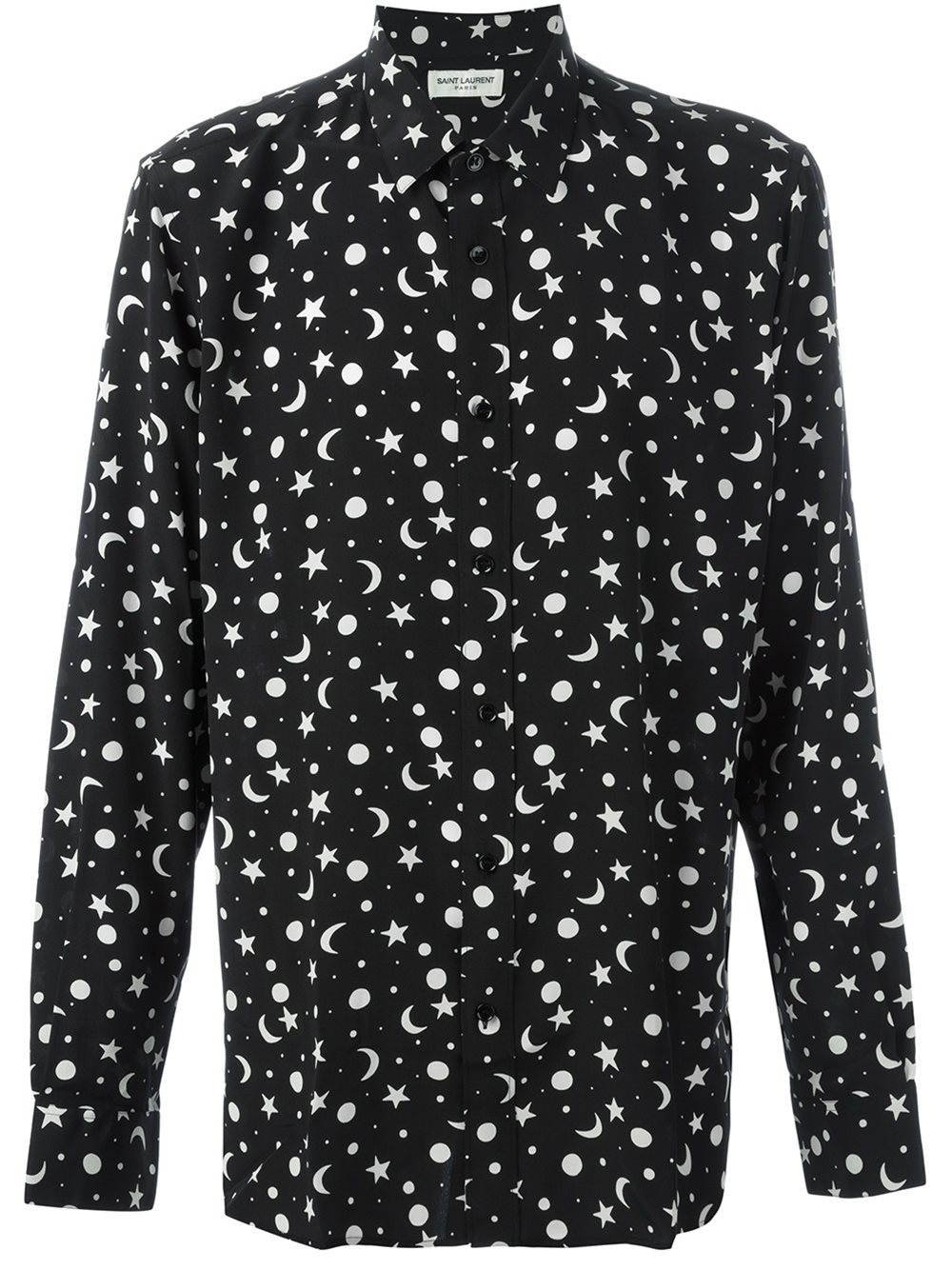 Saint Laurent Silk Star And Moon Print Shirt in Black for Men - Lyst