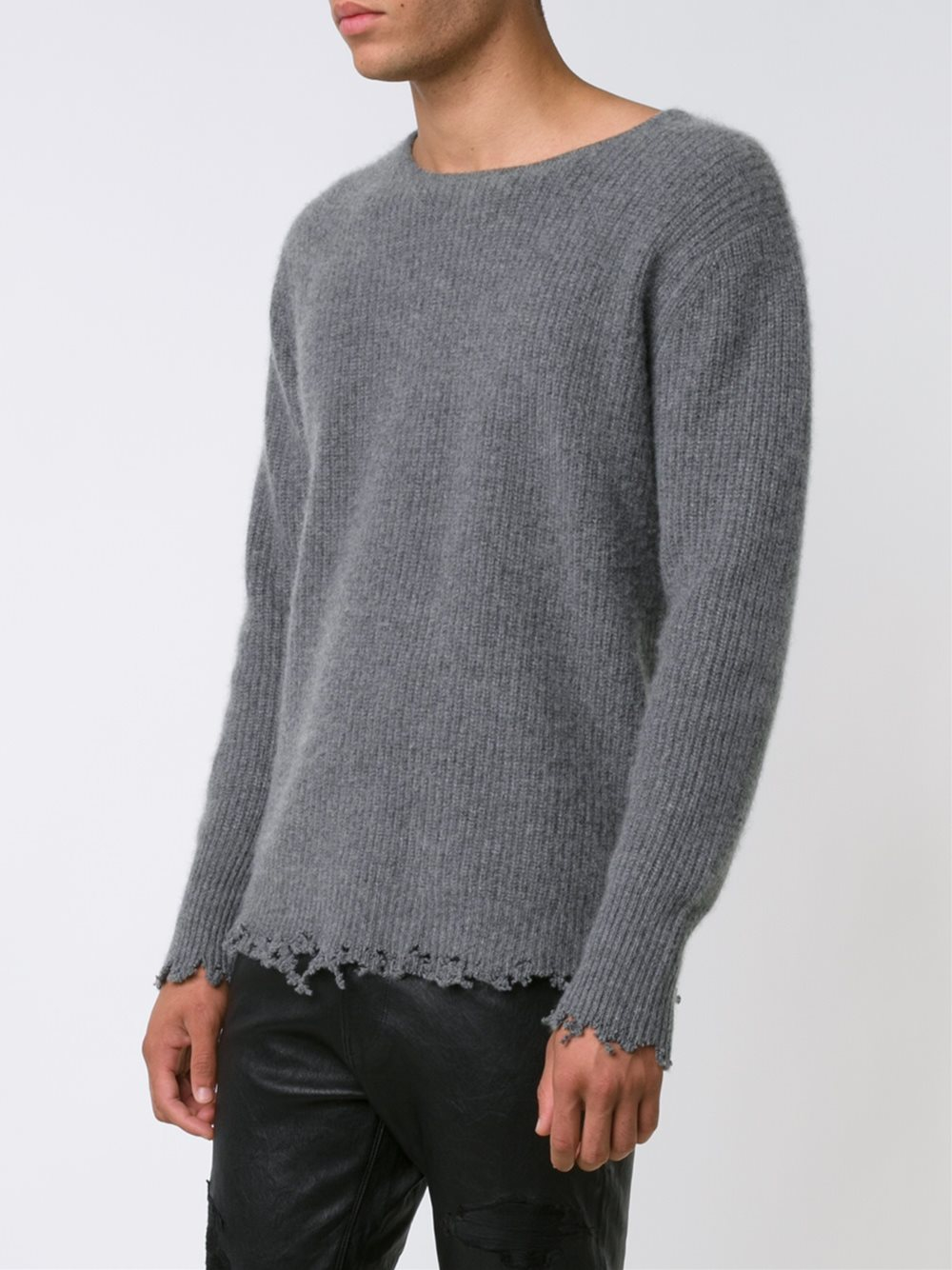distressed knit sweater mens