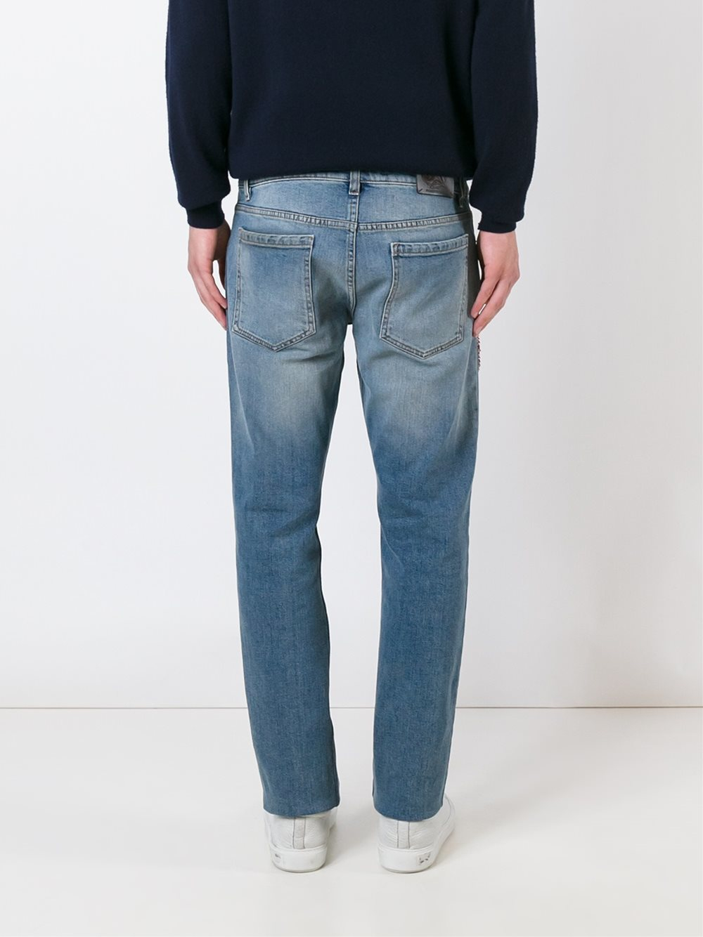 Lyst - Roberto cavalli Embroidered Slim Fit Jeans in Blue for Men