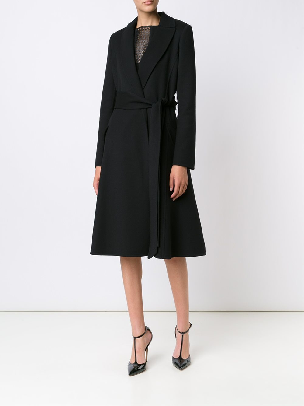 womens black a line coat