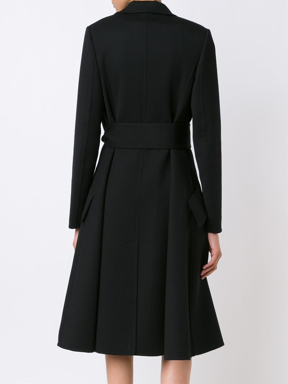 Carolina Herrera Wool Belted A-line Coat in Black - Lyst