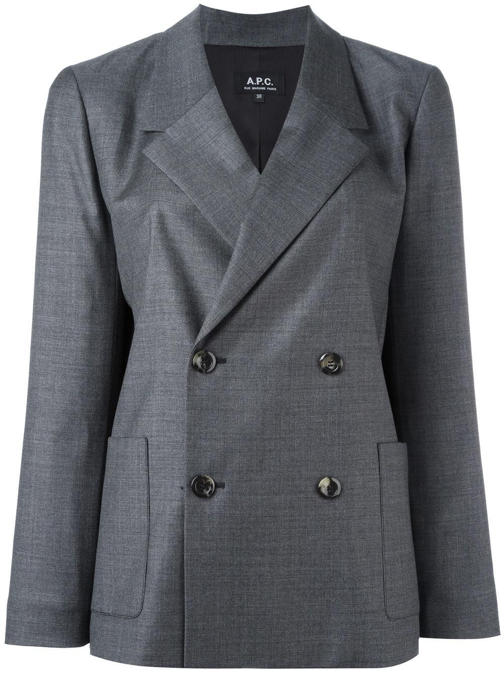 Lyst - A.P.C. Double Breasted Blazer in Gray