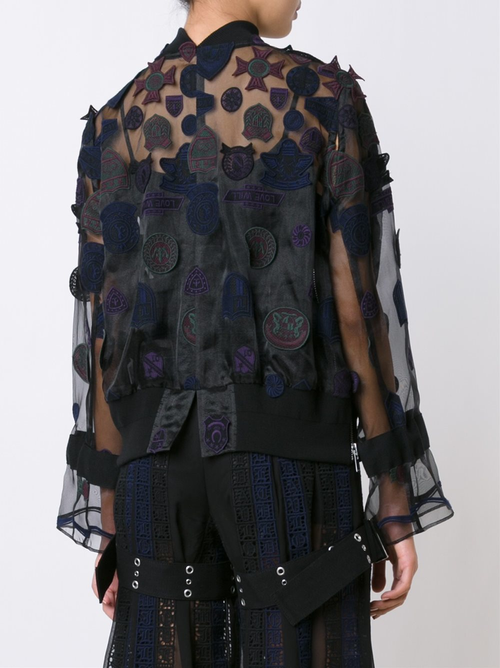 Sacai Transparent Patch Appliqué Bomber Jacket in Blue - Lyst