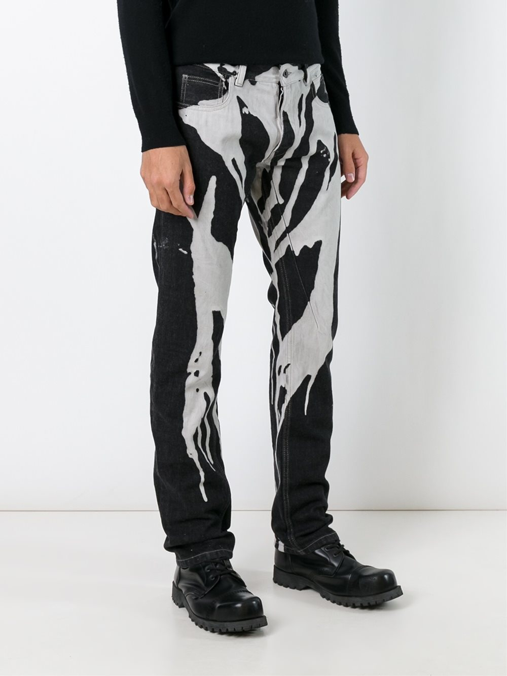 Rick Owens Drkshdw Cotton Paint Drip Straight Leg Trousers in Black for ...