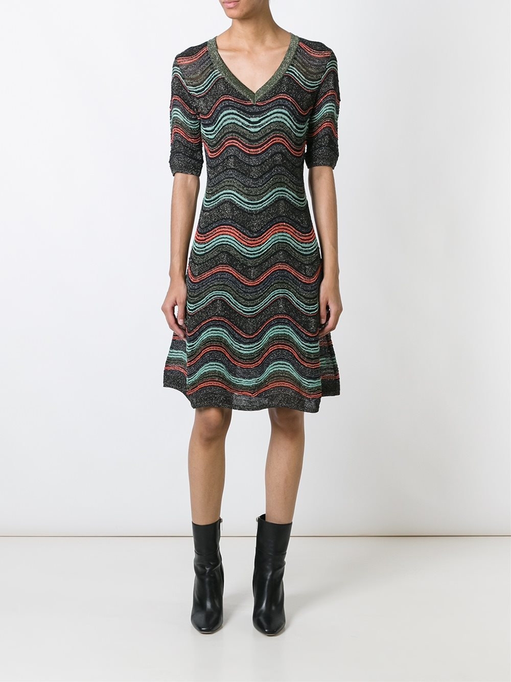 M Missoni Cotton Zig Zag Knit Aline Dress in Black Lyst