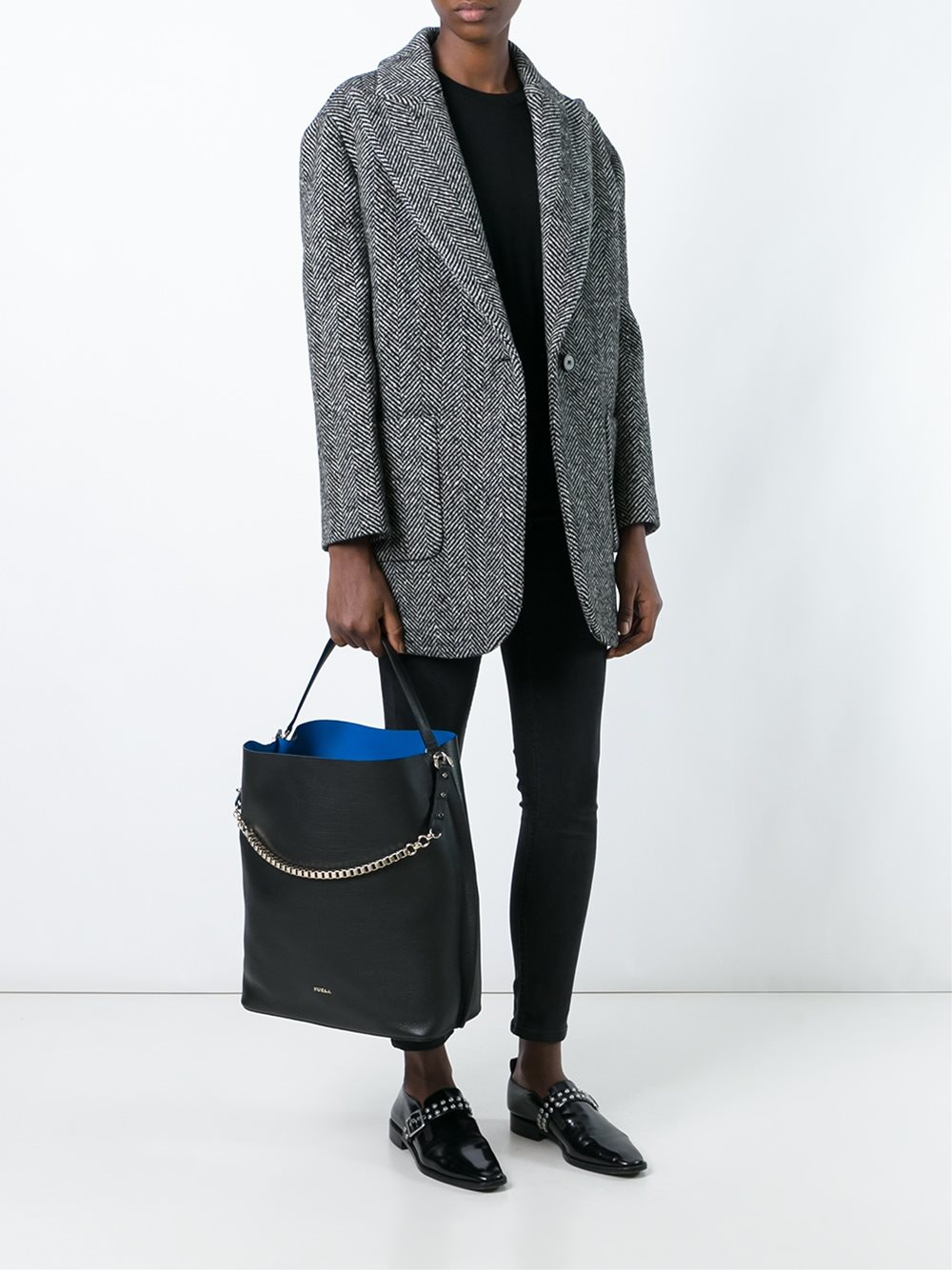 Furla Leather 'minerva' Shoulder Bag in Black | Lyst