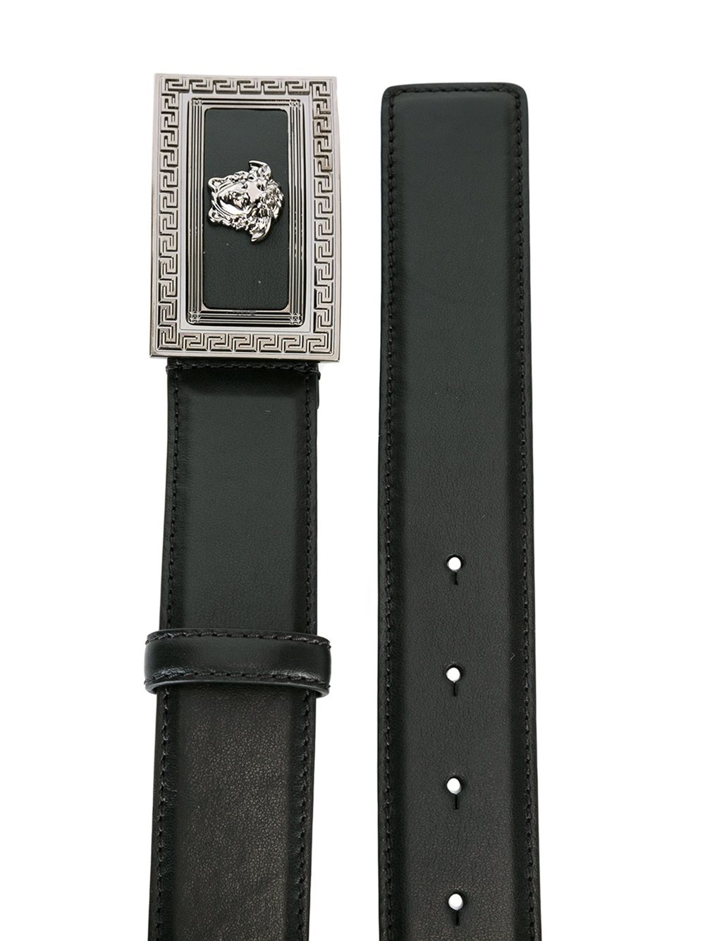 black versace belt silver buckle
