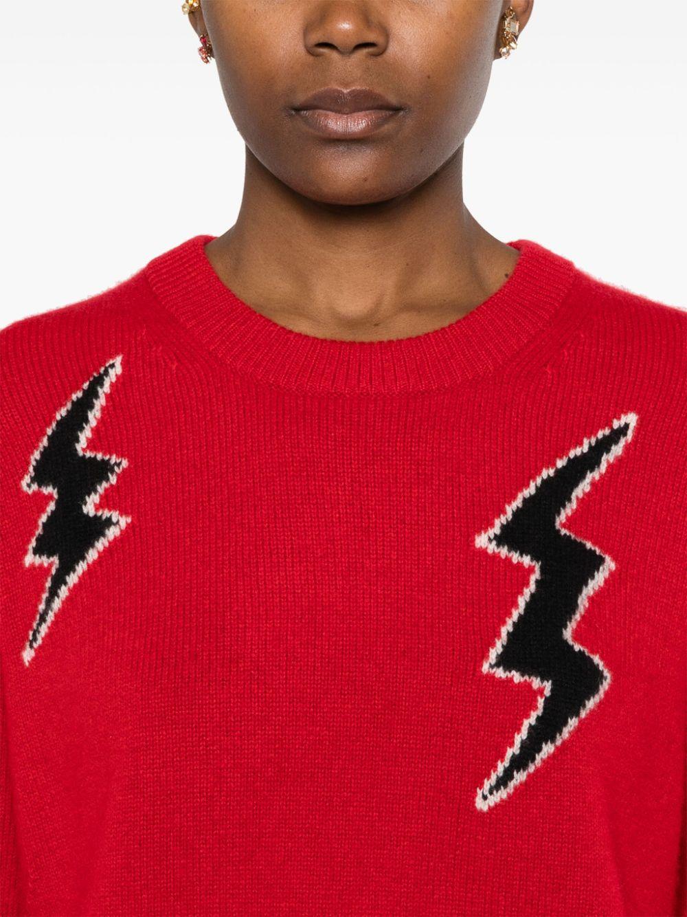 Zadig Voltaire Cashmere Lightning Motif Sweater in Red Lyst UK