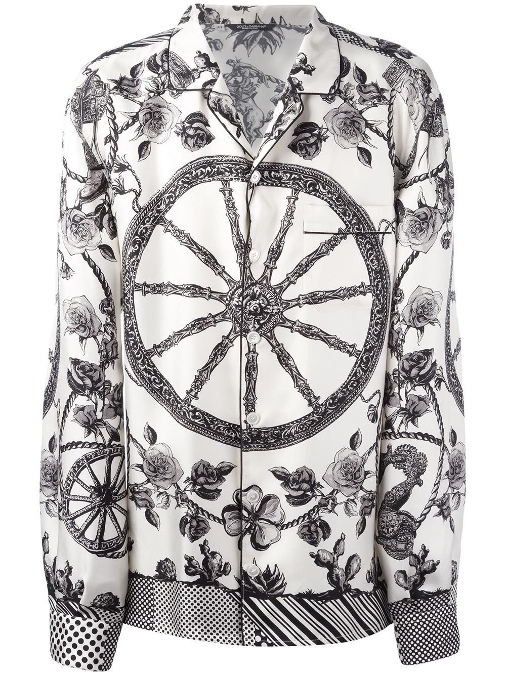 Dolce & Gabbana Wheel Print Pyjama Shirt in Natural for Men | Lyst
