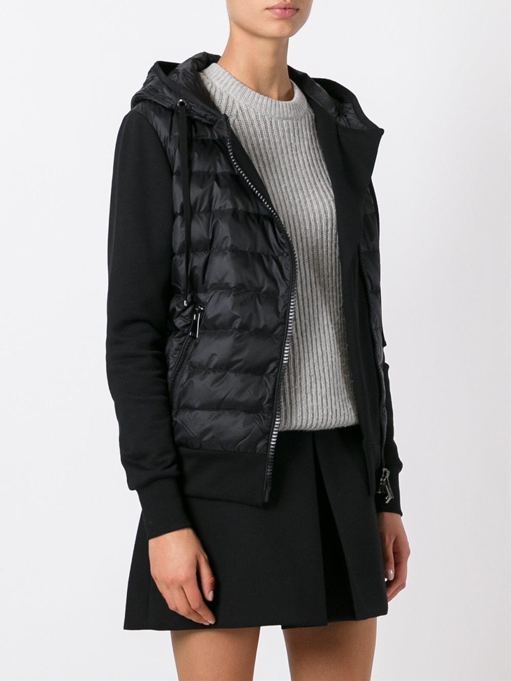 womens black moncler coat with fur hood