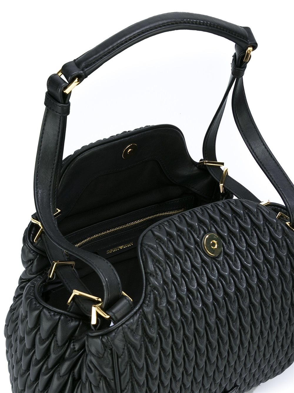 Emporio Armani Cotton Jacquard Shoulder Bag in Black Lyst