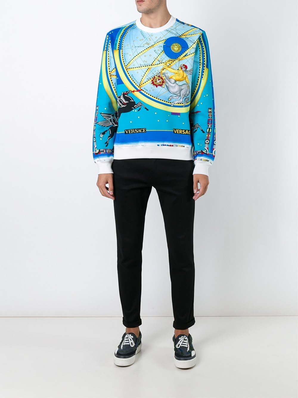 Versace Cotton 'horoscope' Sweatshirt in Blue for Men - Lyst