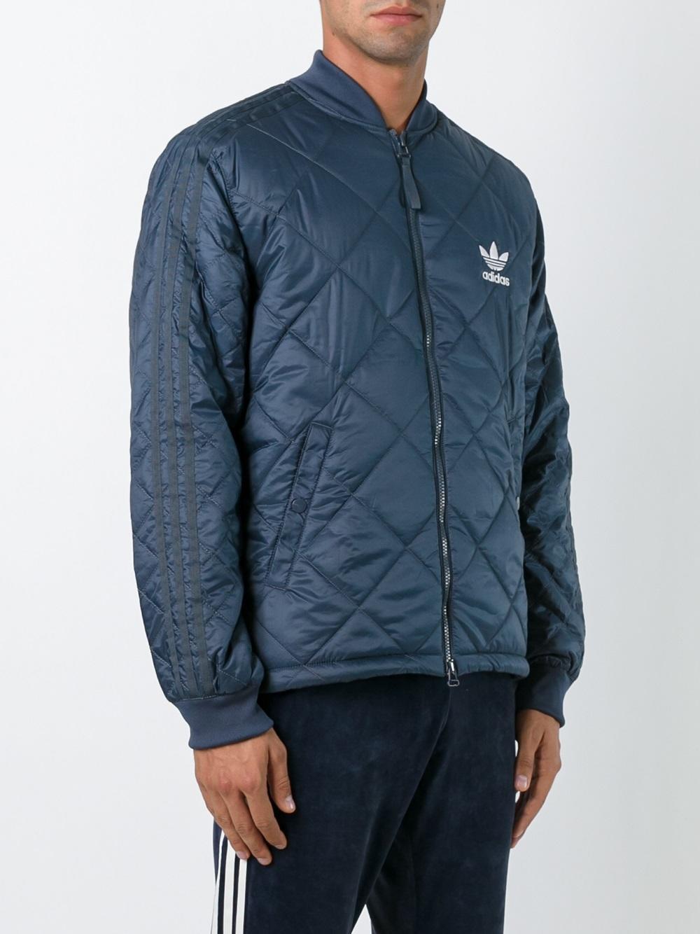 adidas Originals 'quilted Superstar' Bomber Jacket in Blue for Men | Lyst