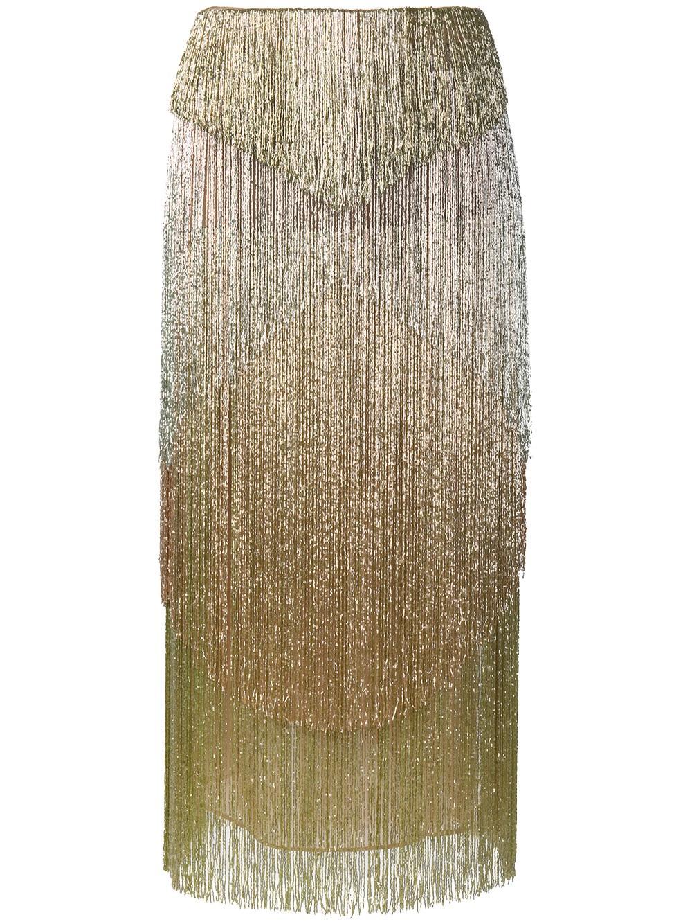 Valentino Silk Beaded Fringe Skirt - Lyst