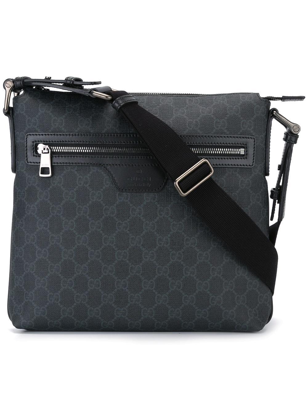 Gucci - Monogram Messenger Bag - Men - Leather - One Size in Grey (Gray ...