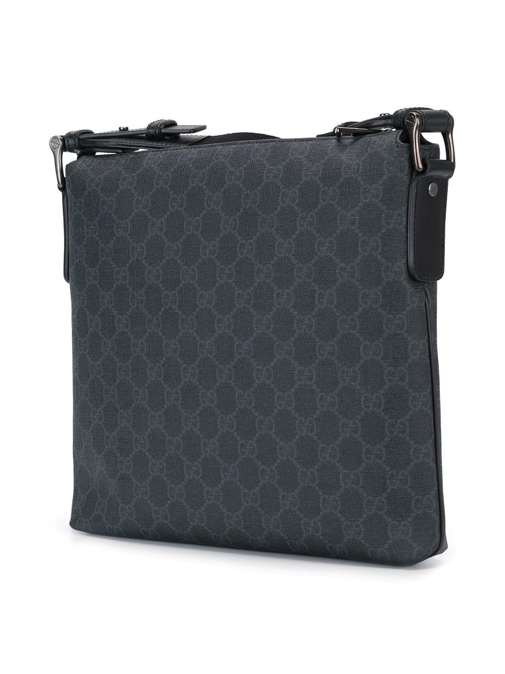 Gucci Monogram Messenger Bag Men Leather One Size in Grey (Gray