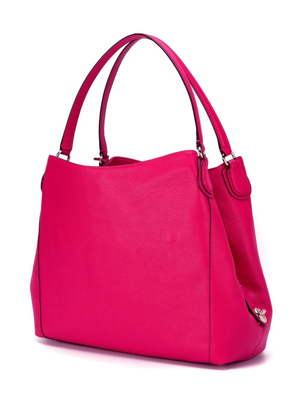 COACH Edie Leather Shoulder Bag in Pink/Purple (Pink) - Lyst