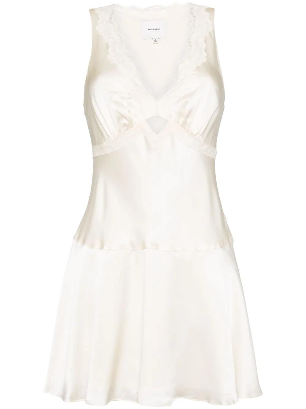 reformation belva silk dress Reformation Belva Silk Dress in White