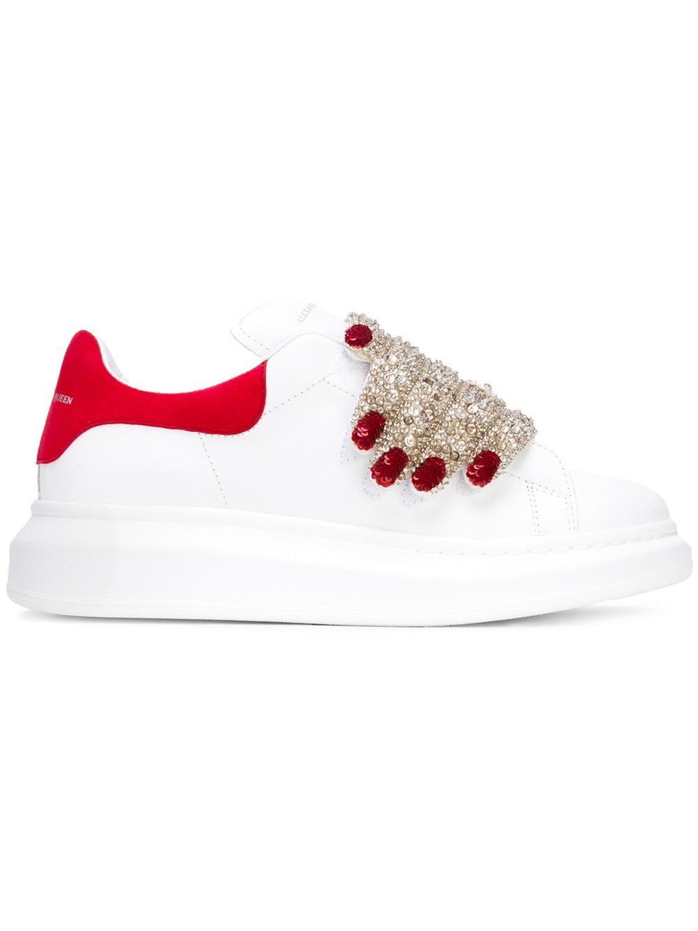 Alexander McQueen Hand Embellished Sneakers in White | Lyst