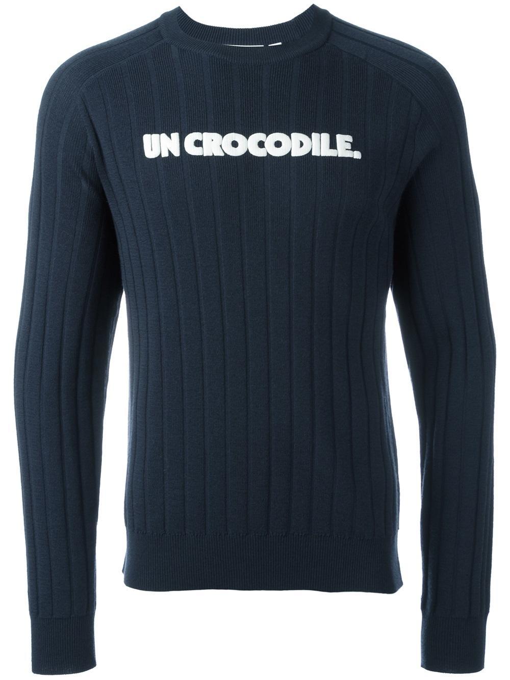 Lacoste Wool Un Crocodile Jumper in Blue for Men | Lyst