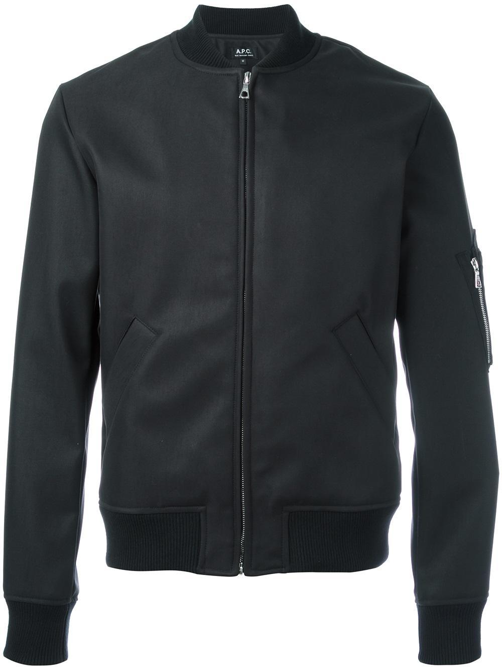 A.P.C. Zipped Bomber Jacket in Black for Men - Lyst