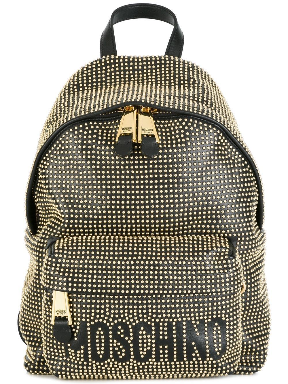 lyst moschino embellished backpack in black lyst moschino embellished backpack in black