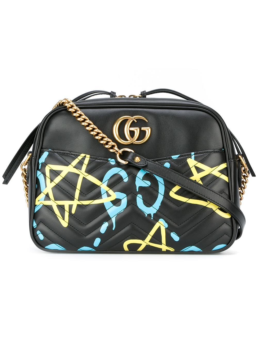Gucci Leather Graffiti Print Crossbody Bag in Black Lyst