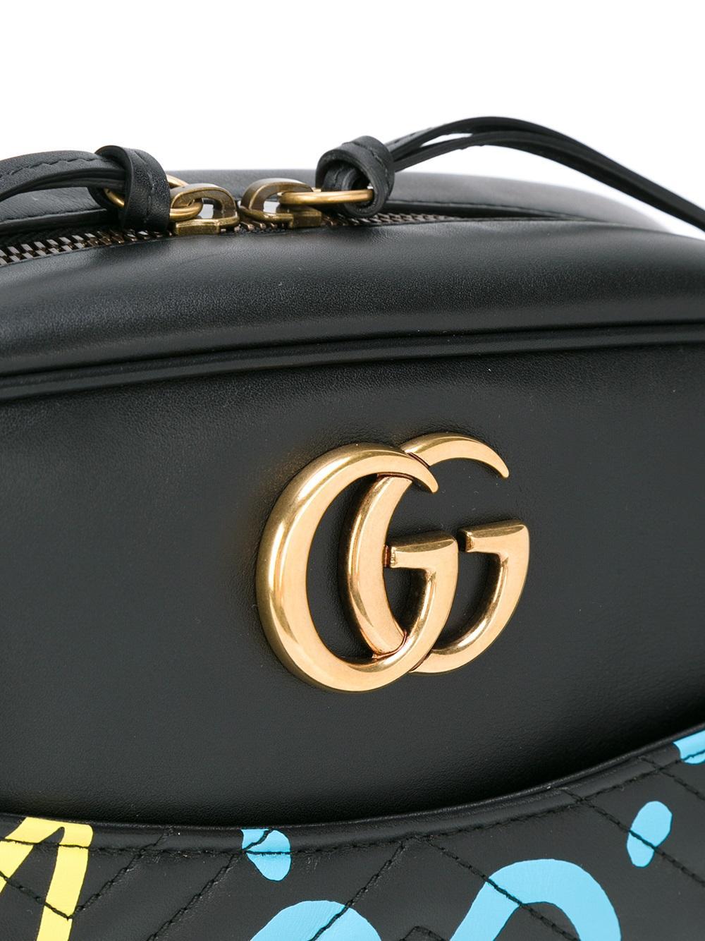 Gucci Leather Graffiti Print Crossbody Bag in Black Lyst