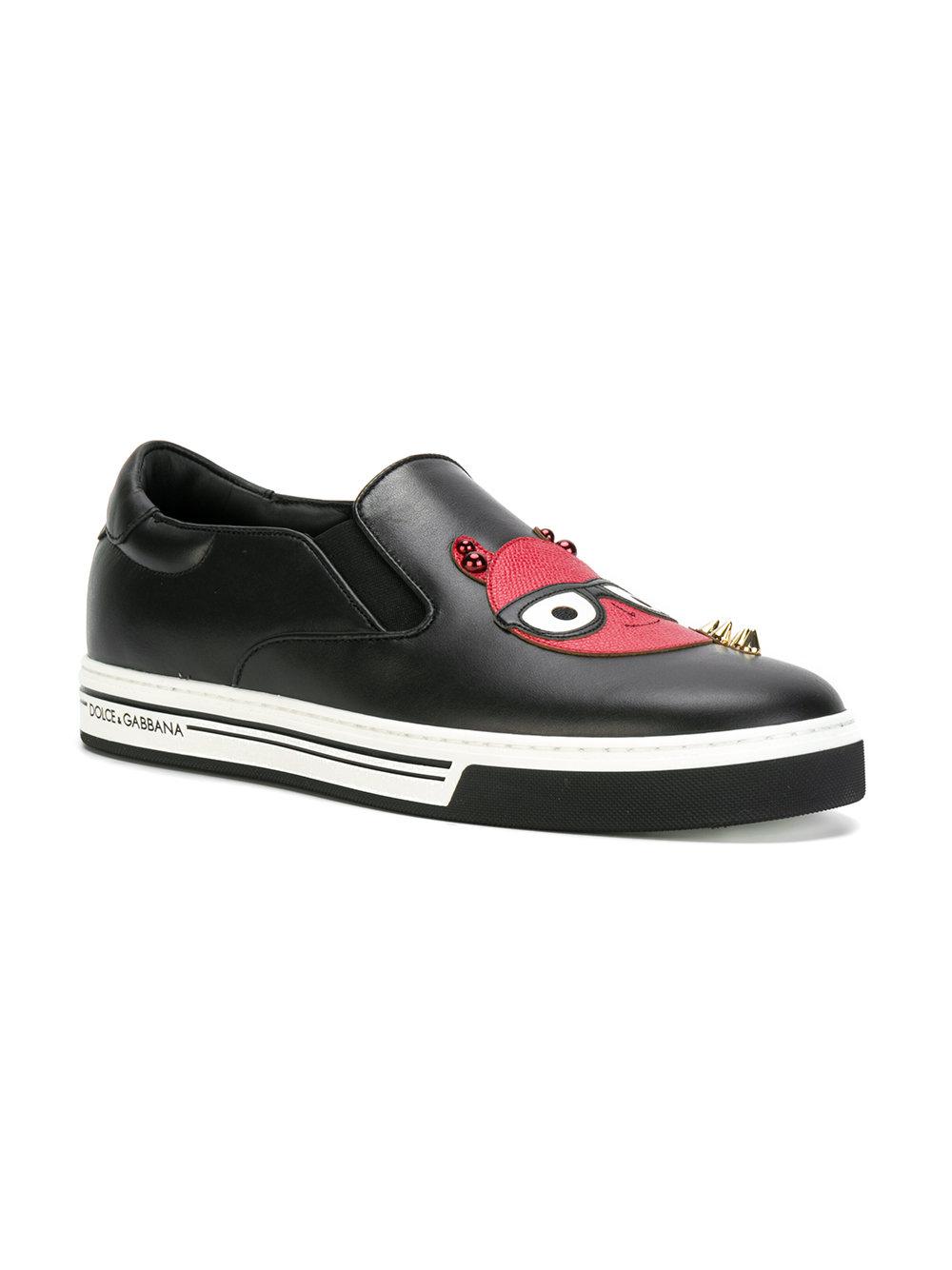 Dolce Gabbana Devil Designer Patch Sneakers in Black for Men Lyst