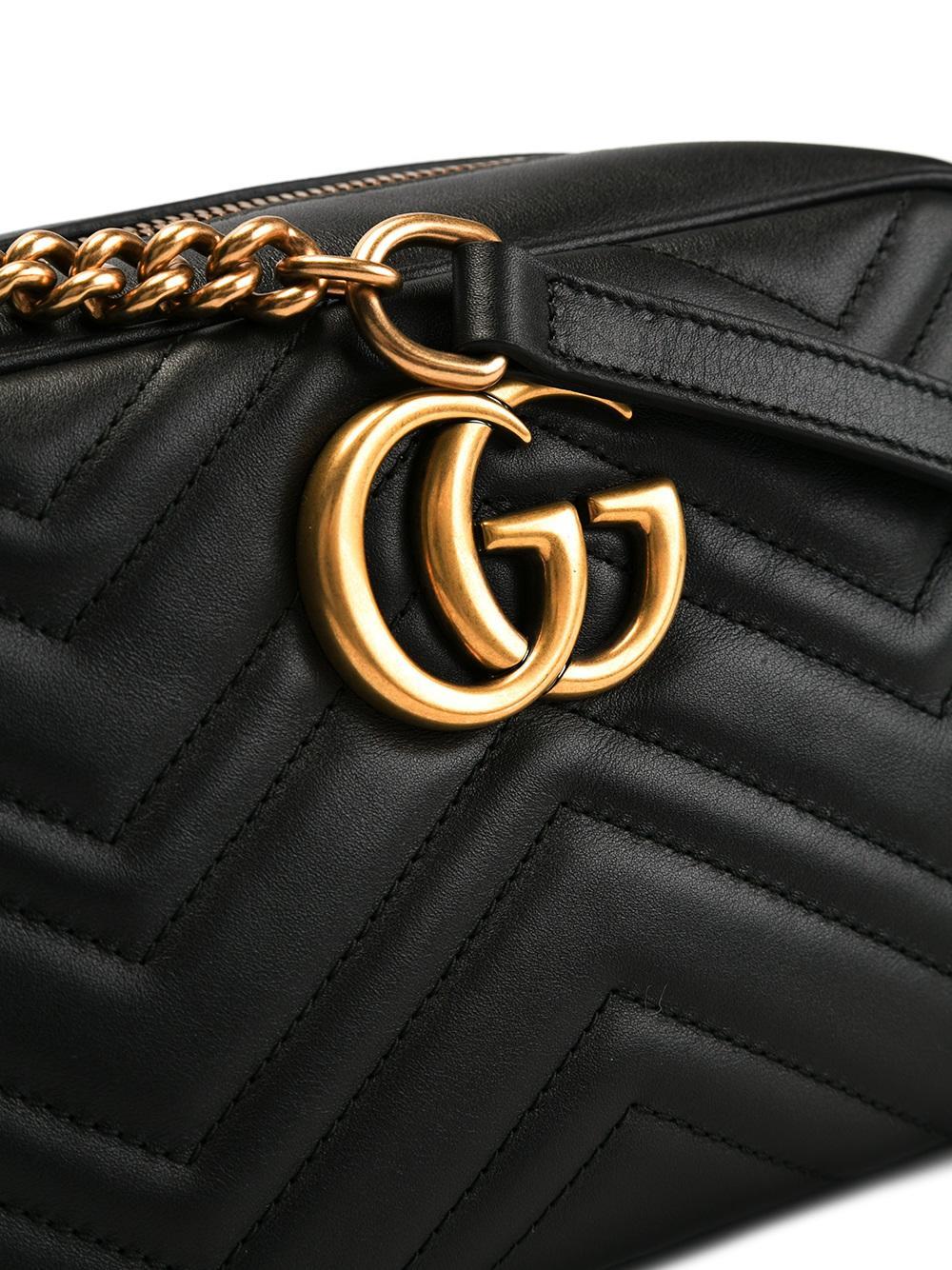 Gucci Leather Quilted Crossbody Bag in Black - Lyst