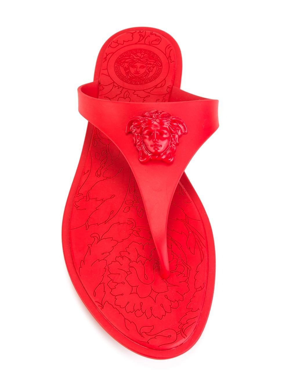 Versace Medusa Rubber Slides in Red | Lyst