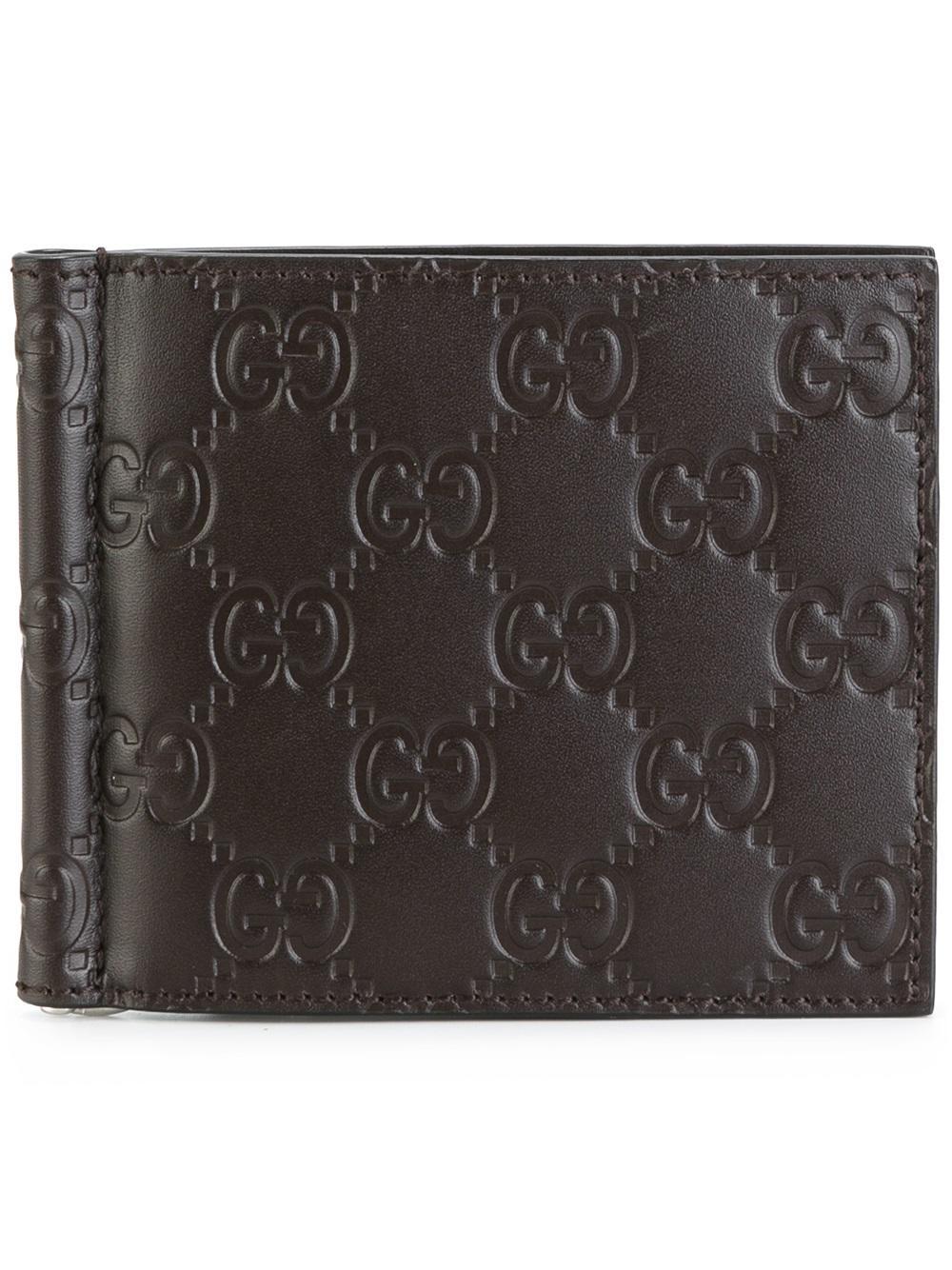 Gucci Signature Money Clip Wallet in Brown for Men - Lyst