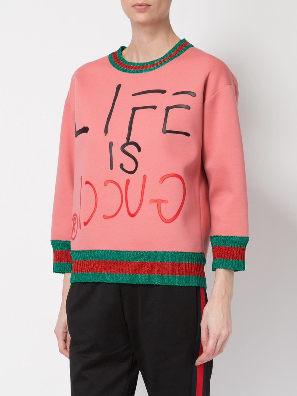 Gucci Cotton Life Is Sweatshirt in Pink/Purple (Pink) - Lyst