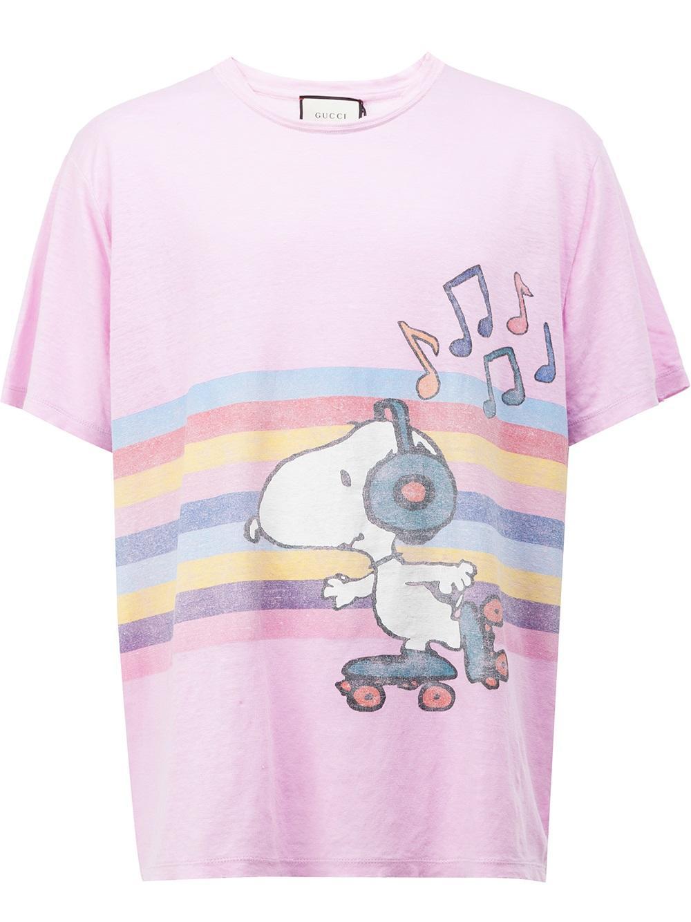 Gucci Linen Snoopy And Woodstock Rollerskate T-shirt for Men | Lyst