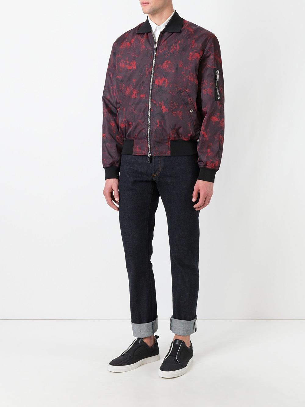Dior Homme Synthetic Abstract Print Bomber Jacket in Red for Men - Lyst