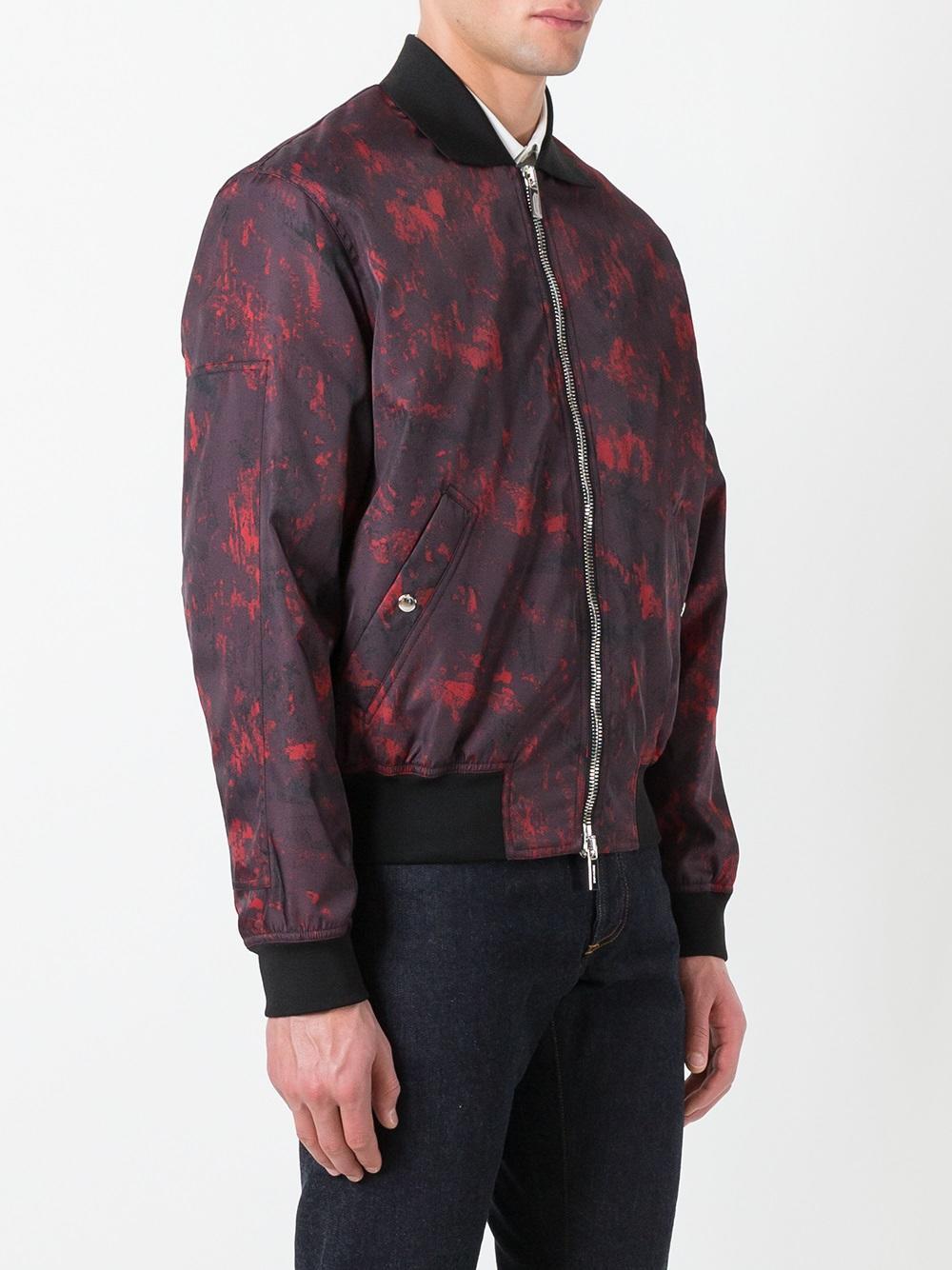Dior Homme Abstract Print Bomber Jacket in Red for Men