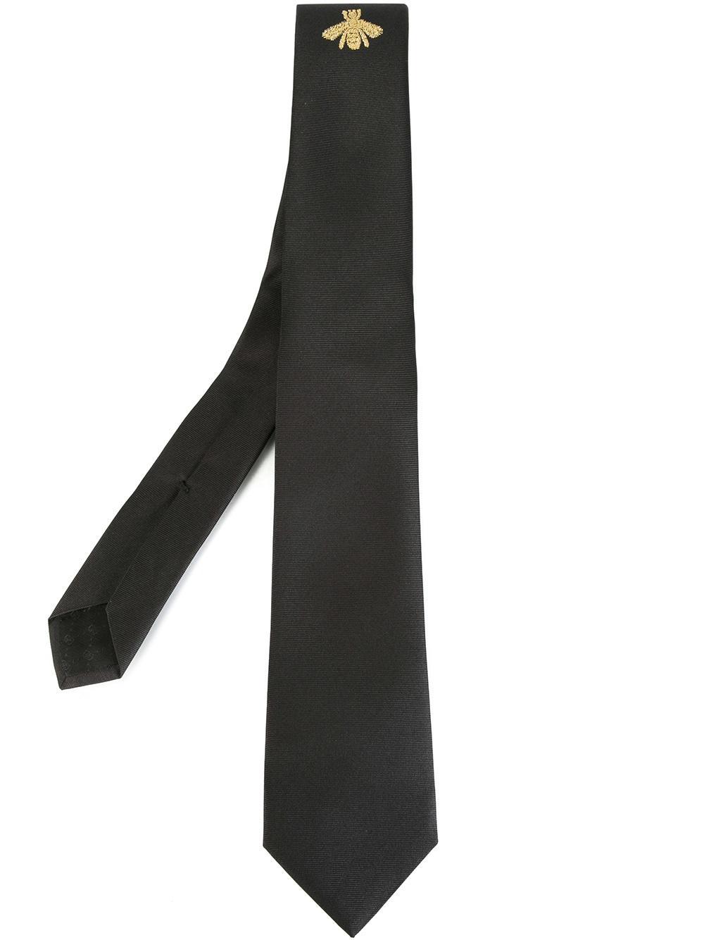 Gucci Bee Embroidered Tie in Black for Men | Lyst