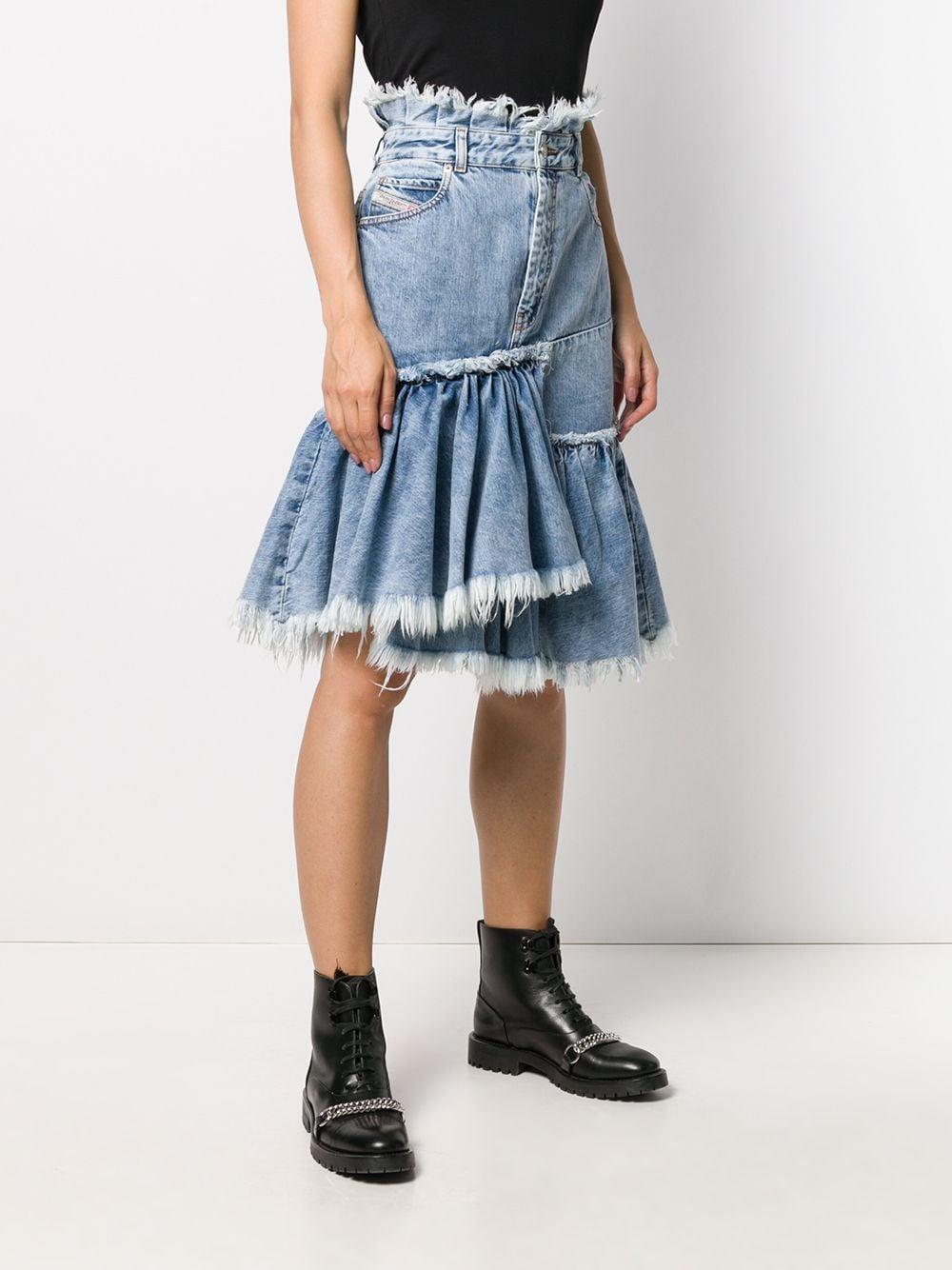 DIESEL Frayed Edge Denim Skirt in Blue - Lyst