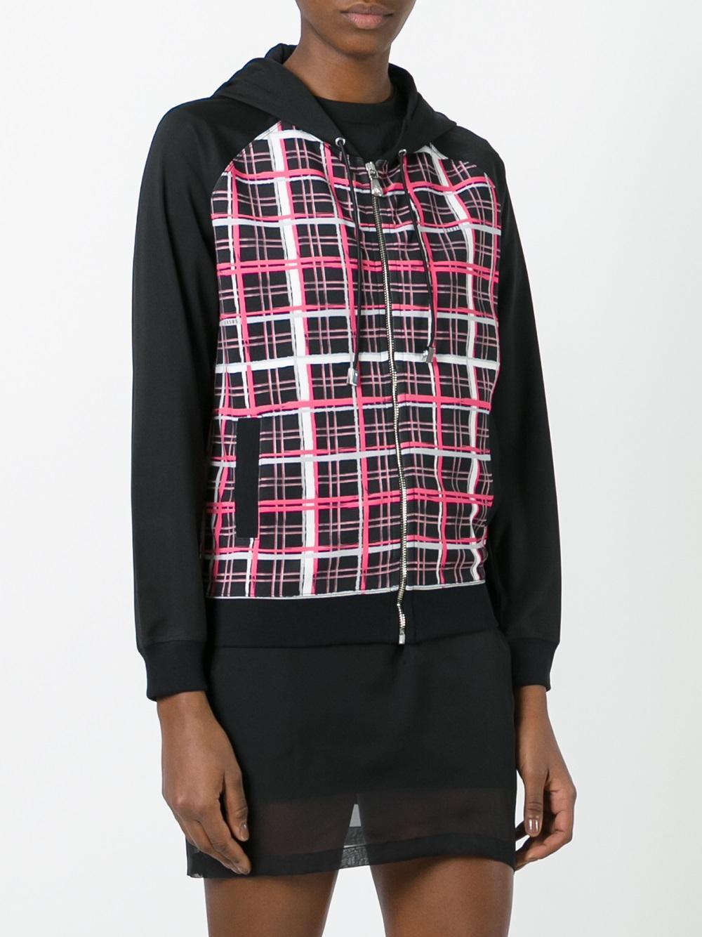 Lyst Versus Plaid Print Zipped Hoodie in Black