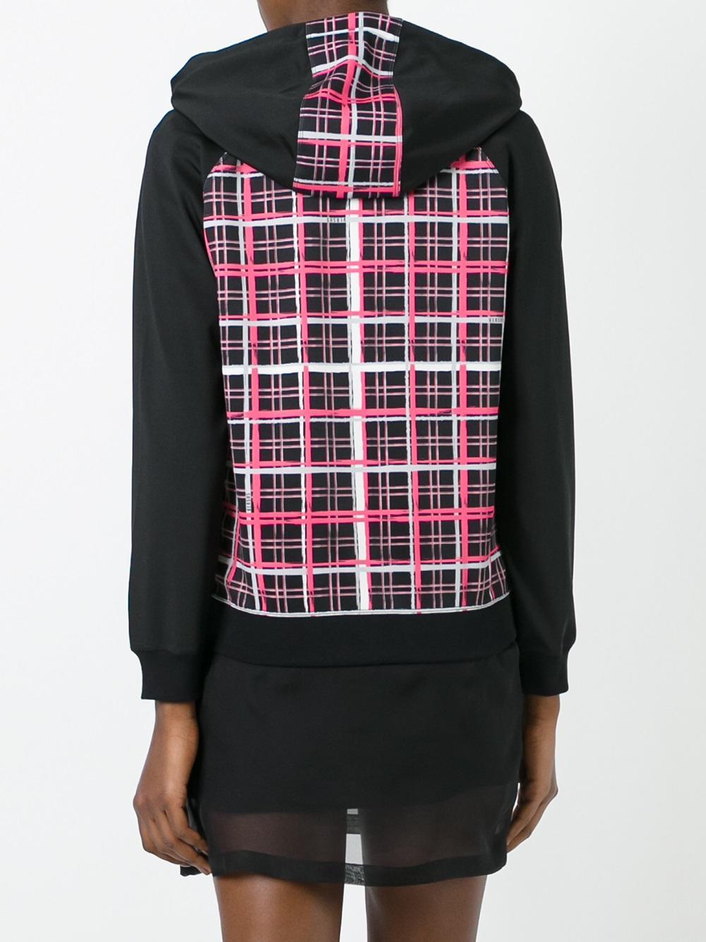 Lyst Versus Plaid Print Zipped Hoodie in Black