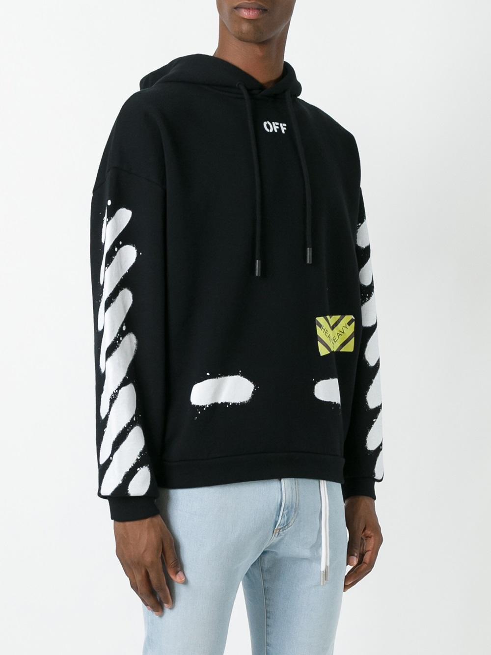 Off-White c/o Virgil Abloh Cotton 'diag Spray' Hoodie in Black for 