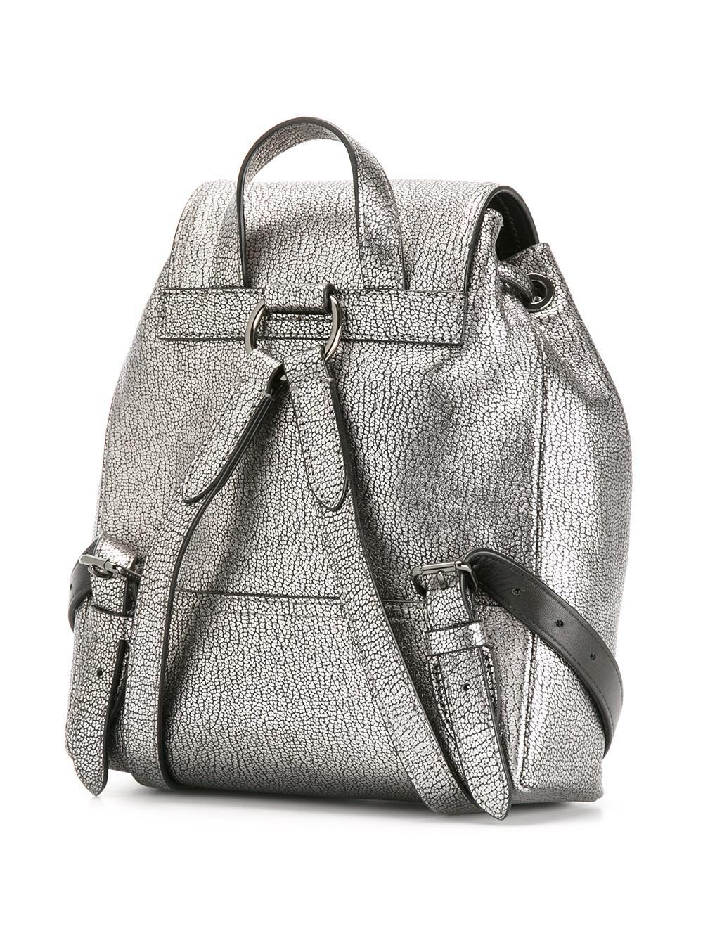 COACH Leather Metallic Drawstring Backpack in Black - Lyst