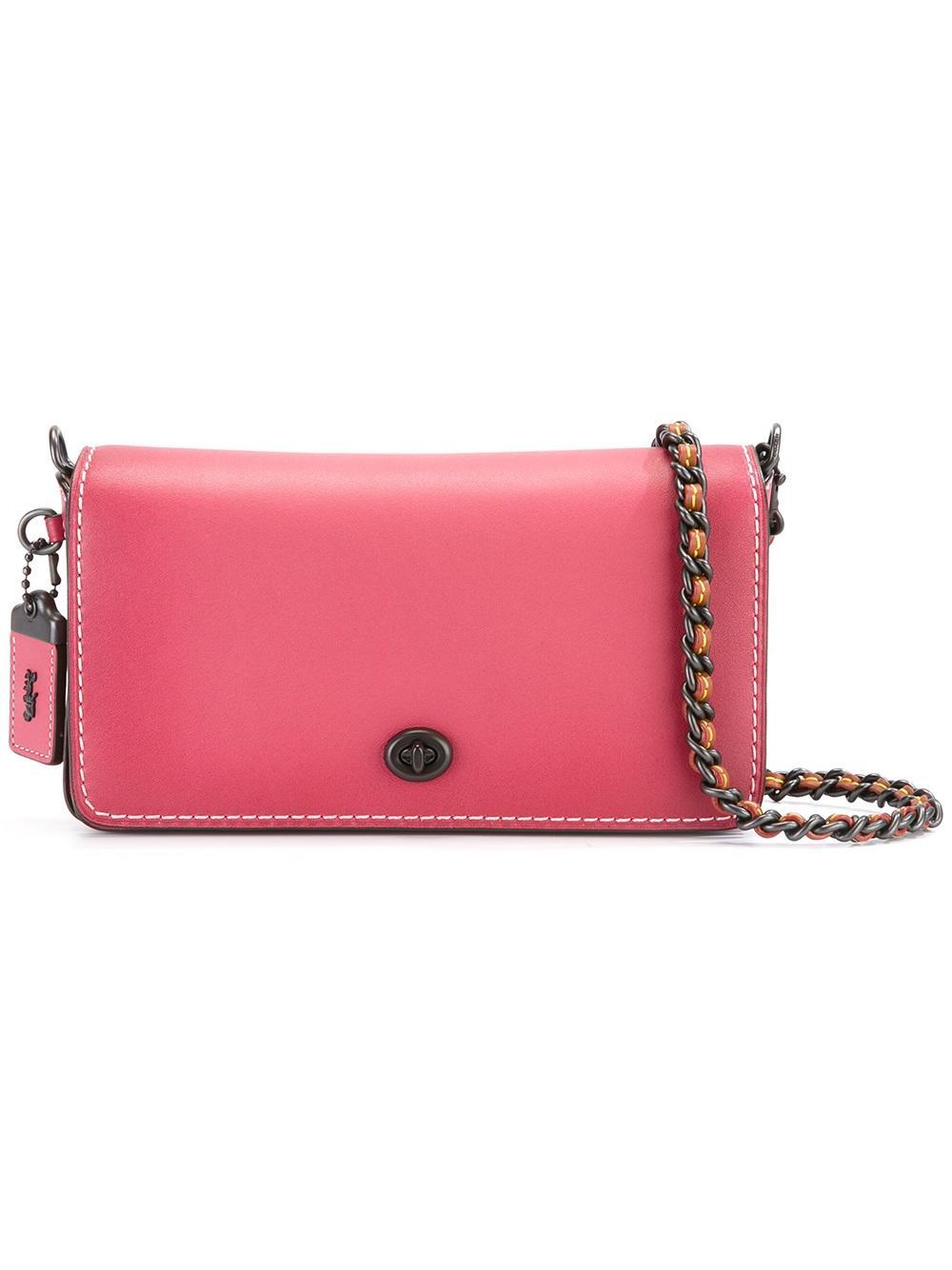 COACH Leather Chain Strap Crossbody Bag in Pink/Purple (Pink) - Lyst