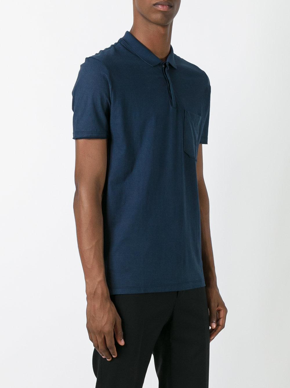 Lanvin Cotton Front Pocket Polo Shirt in Blue for Men - Lyst