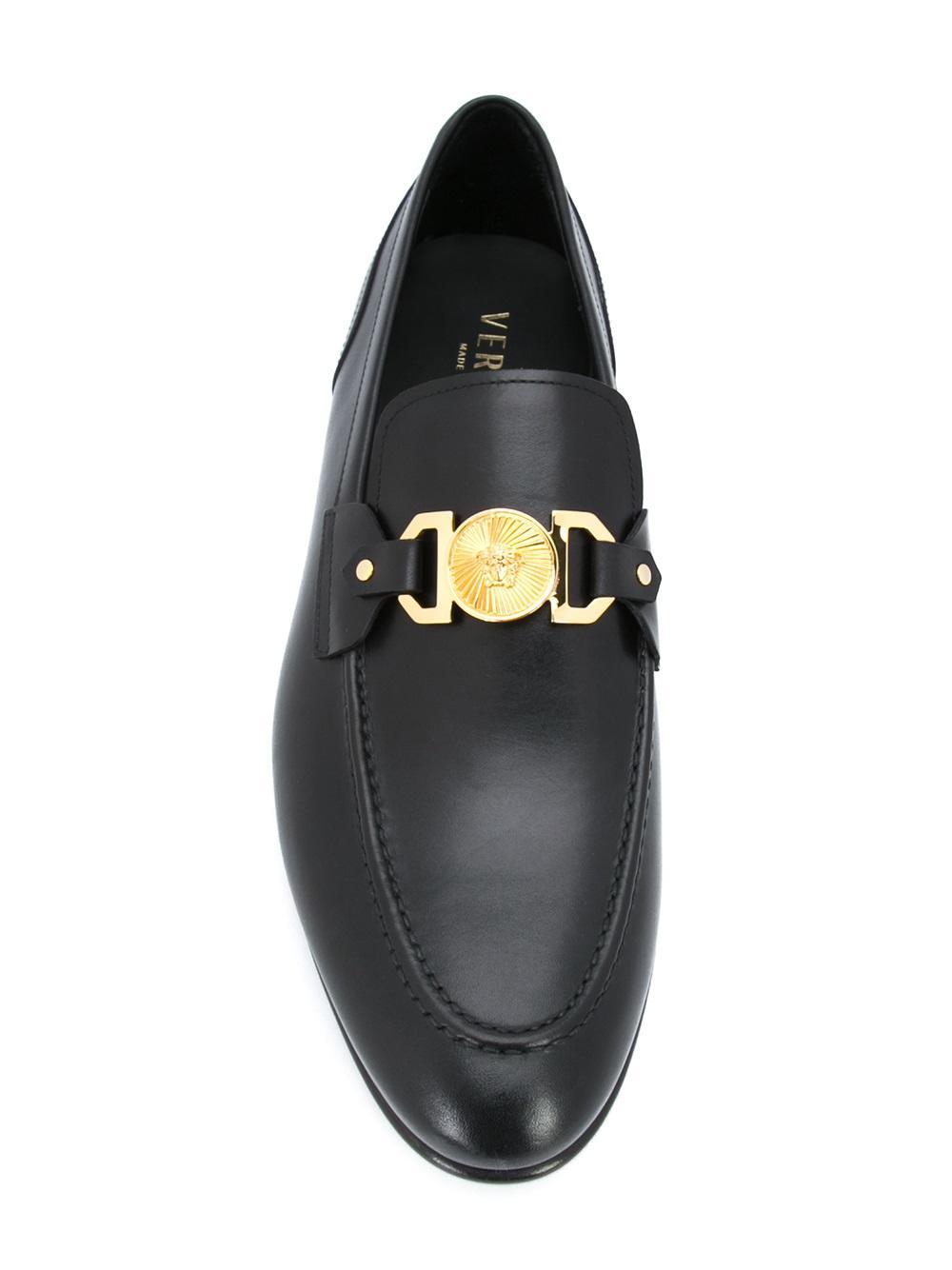 Versace Leather Medusa Loafers in Black for Men - Lyst