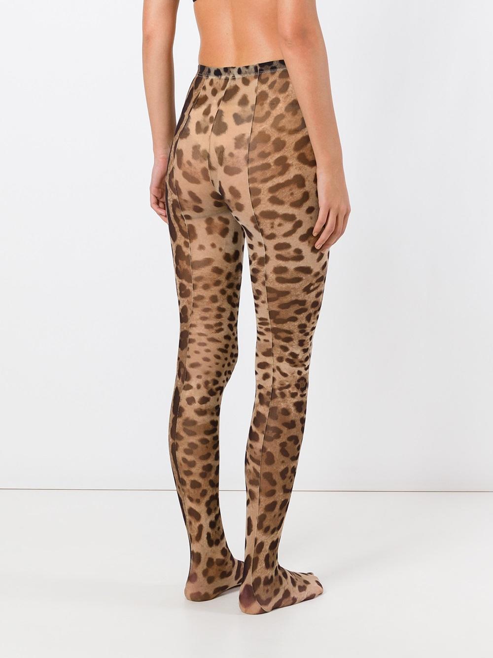Dolce And Gabbana Synthetic Leopard Print Tights In Brown Lyst 3806