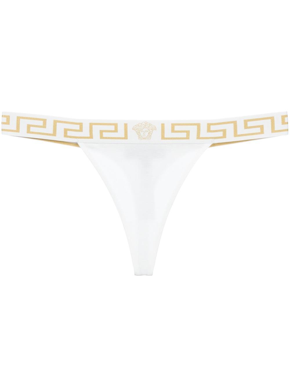 Versace Medusa Triangle Bikini Thong in White | Lyst