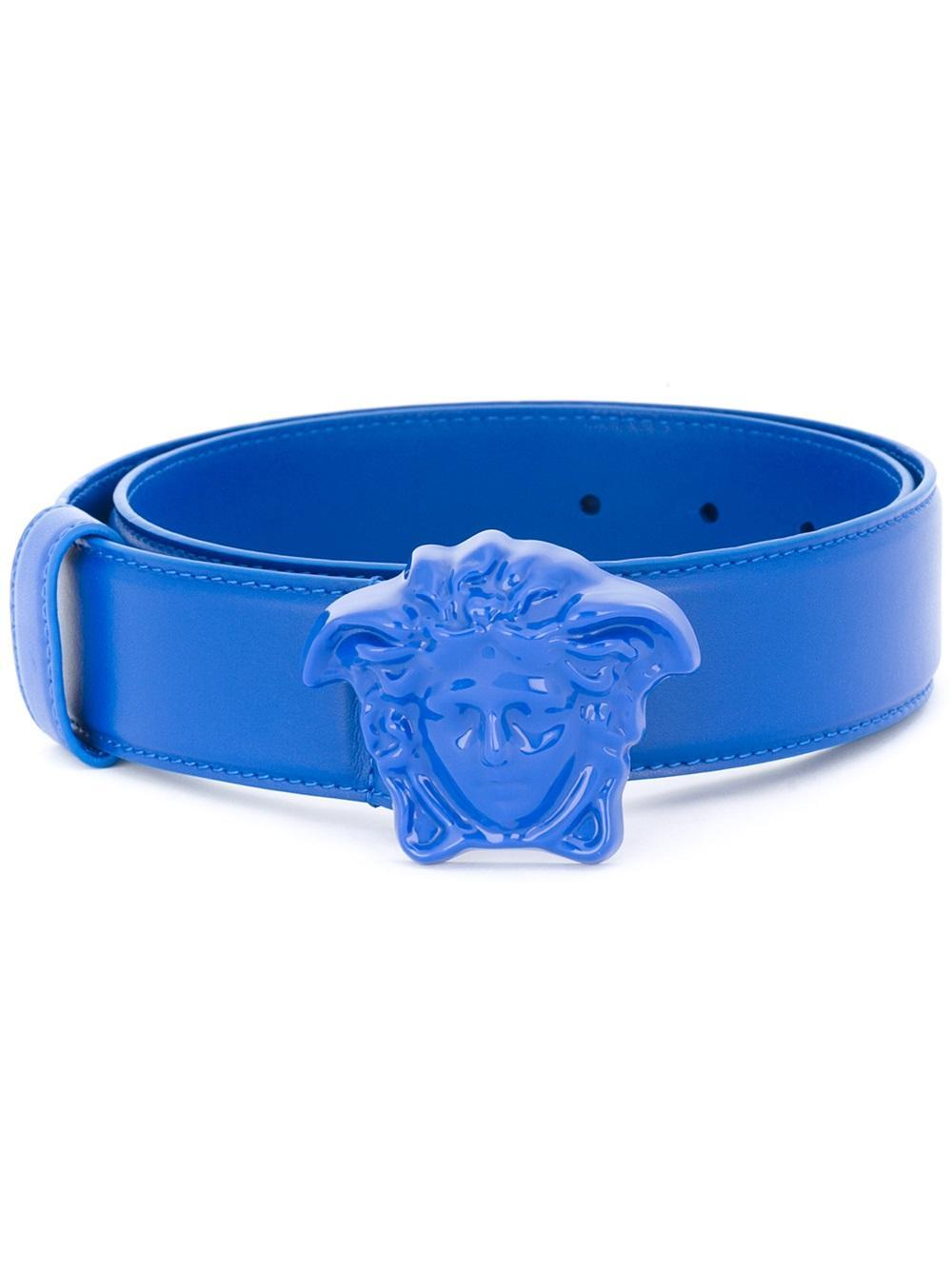 Versace Leather Palazzo Medusa Belt in Blue - Lyst