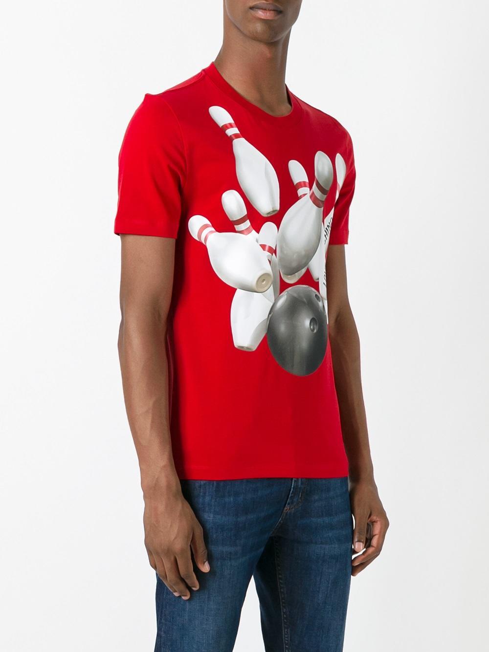 Love Moschino Cotton 'bowling' Print T-shirt in Red for Men | Lyst