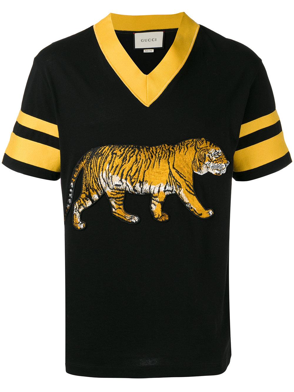 Kanon blåhval hoppe Gucci Embroidered Tiger T-shirt in Black for Men | Lyst